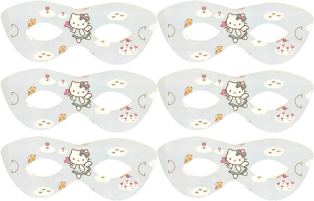 Kitty Design Colorful Paper Party Mask, 6 Pieces - Multicolor