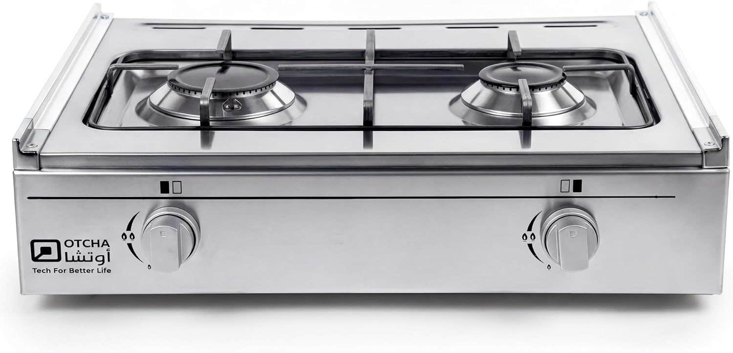 Otcha Gas Hob, 53x42 cm, 2 Burners, Classic Stove Mini - Silver