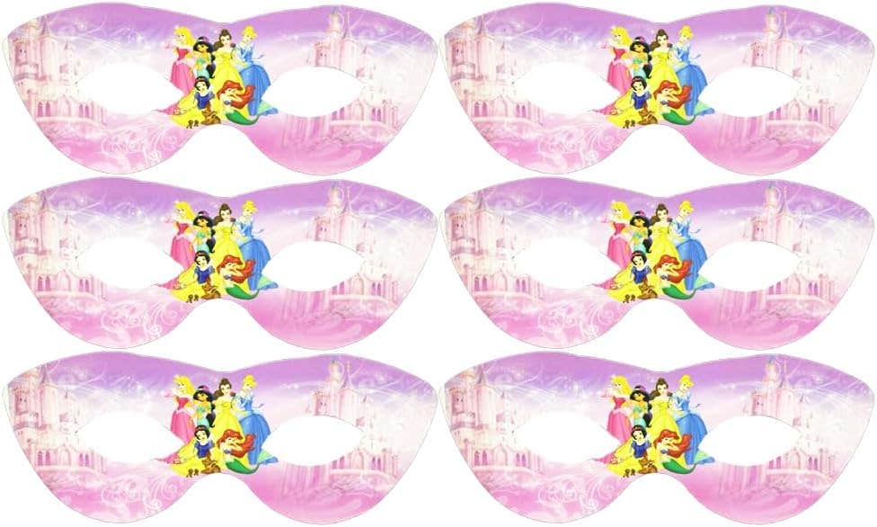 Princess Design Colorful Paper Party Mask, 6 Pieces - Multicolor