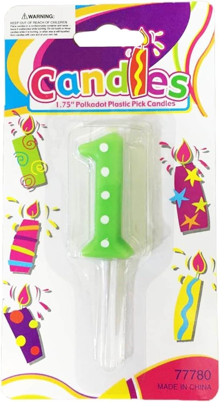 No.1 Design Dotted Birthday Candle - Green