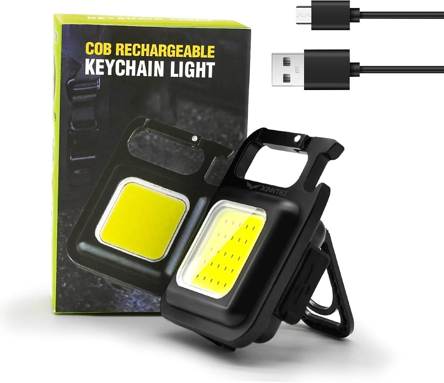 Mini LED Keychain Work Light, 500mAh, 1000 Lumens, 4 Modes - Black