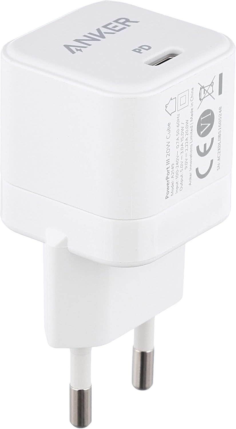 Anker A2149L21 Power Port Wall Chargers, III 20W PD Cube, USB - White