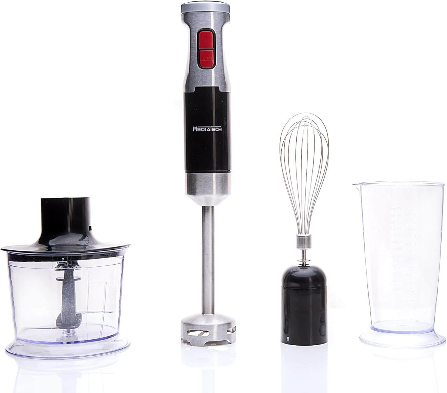 MediaTek MT-HB55 Full Mix Pro Hand Blender Set, 1200 Watt - Black Silver