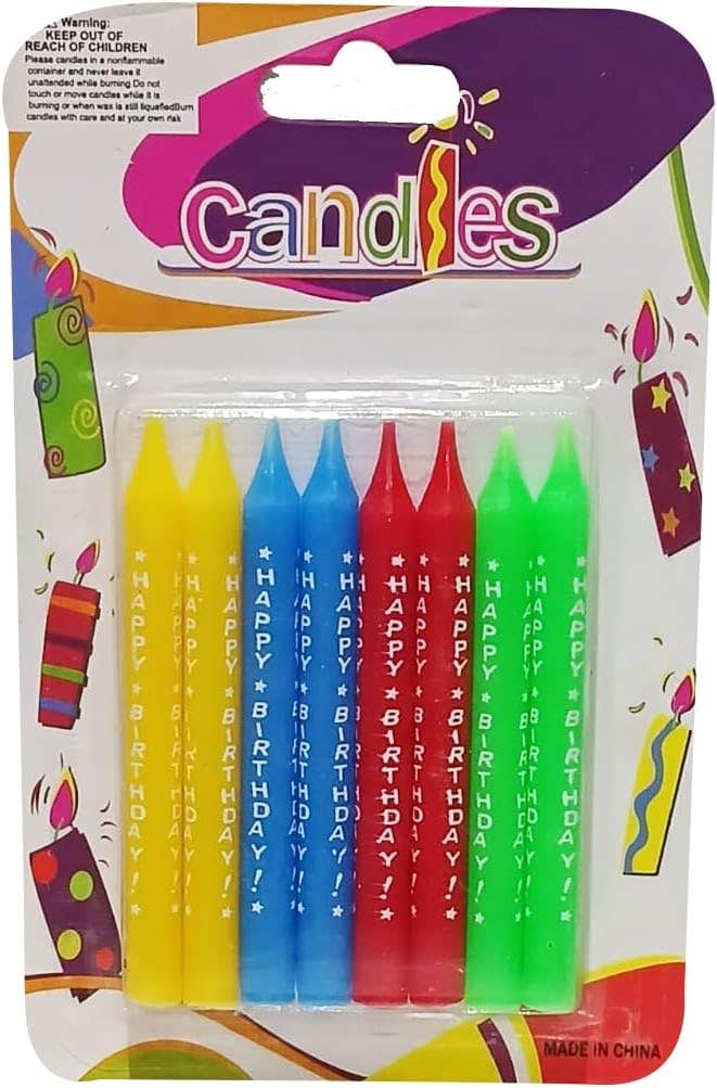 Decorative Birthday Candles, 8 Pieces - Multicolor