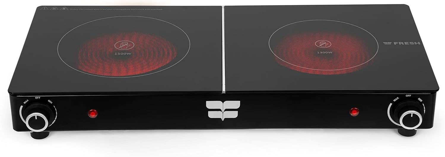 Fresh Ceramic Hot Plate, 2 Plates, 2800 Watt - Black