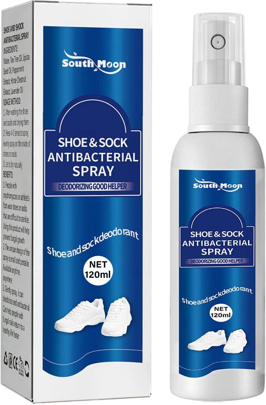 Shoe And Socks Spray, Anti-Bacterial, 120 Ml - White Blue