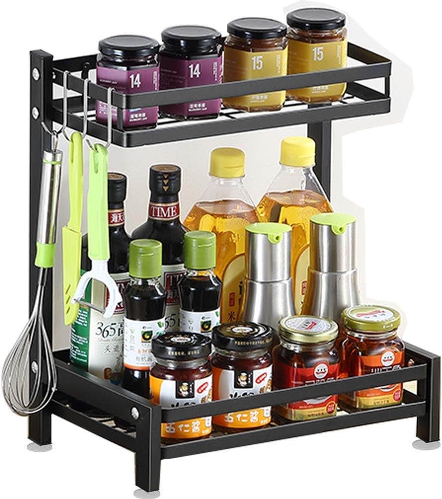 Metal Spice Jar Shelves, 2 Shelves - Black