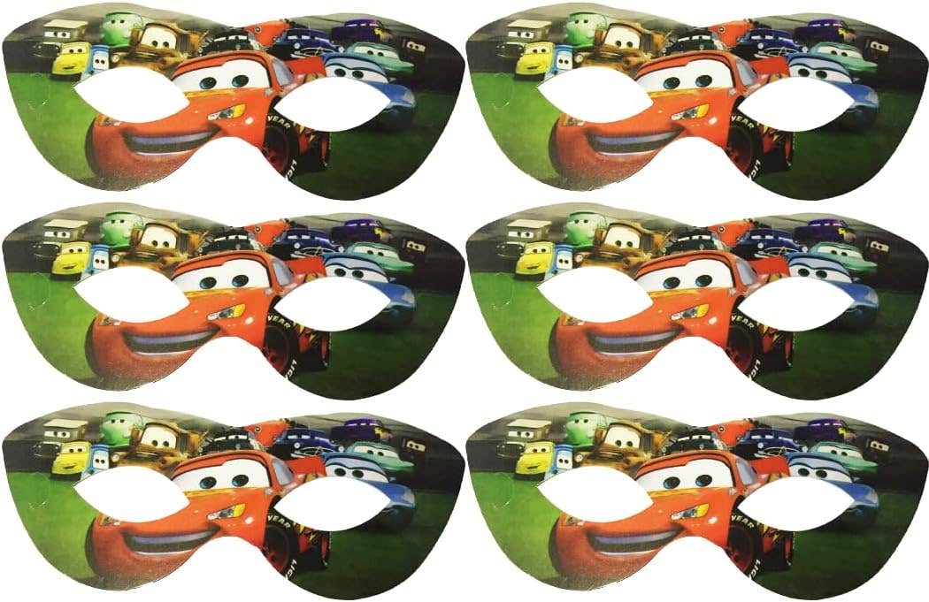 Car Design Colorful Paper Party Mask, 6 Pieces - Multicolor