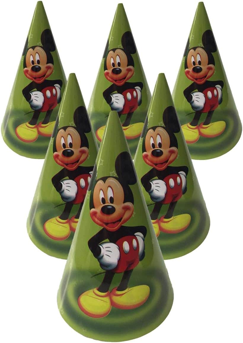 Mickey Design Colorful Paper Birthday Party Hat, 6 Pieces - Multicolor