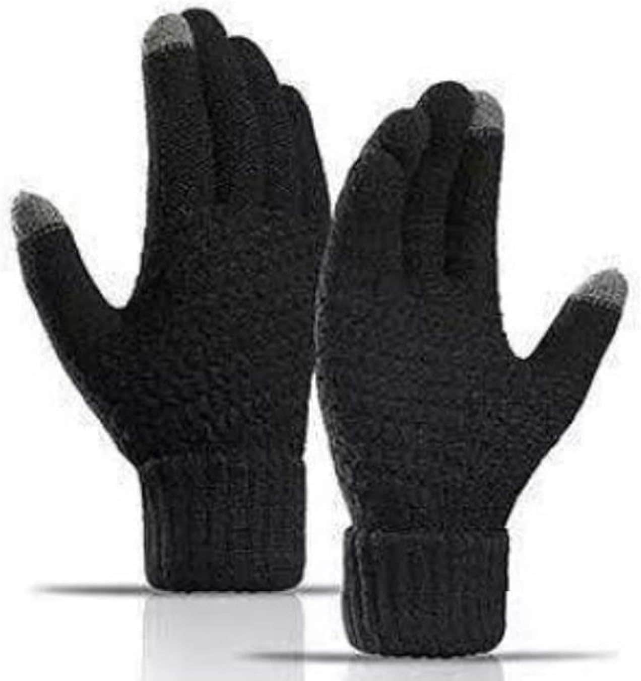 Apercik Knitting And Thermal Winter Gloves for Men & Women , 1 Pair - Black