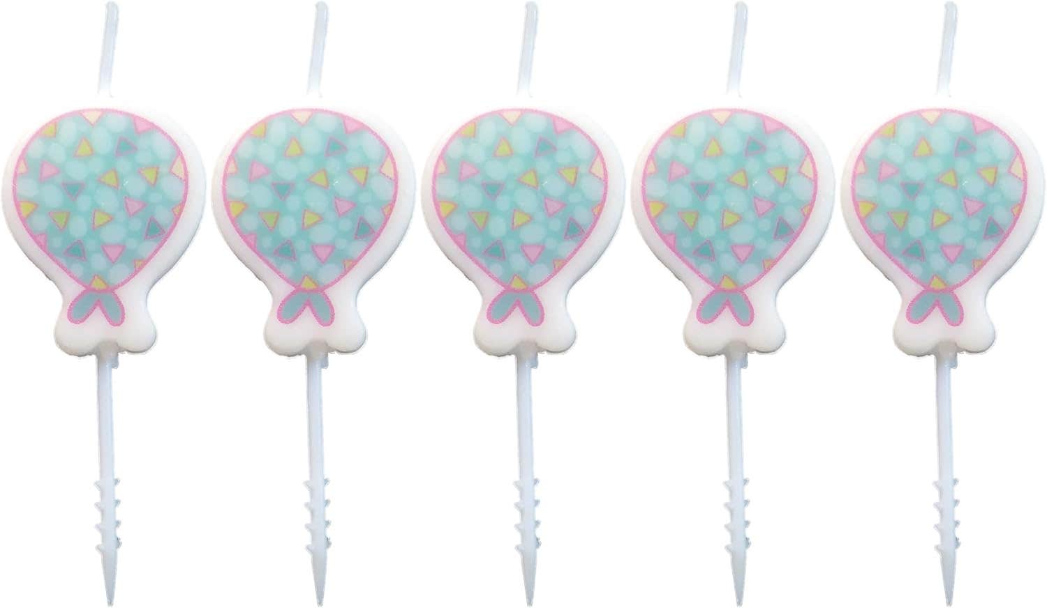 Ballon Design Decorative Birthday Candles, 5 Pieces - White