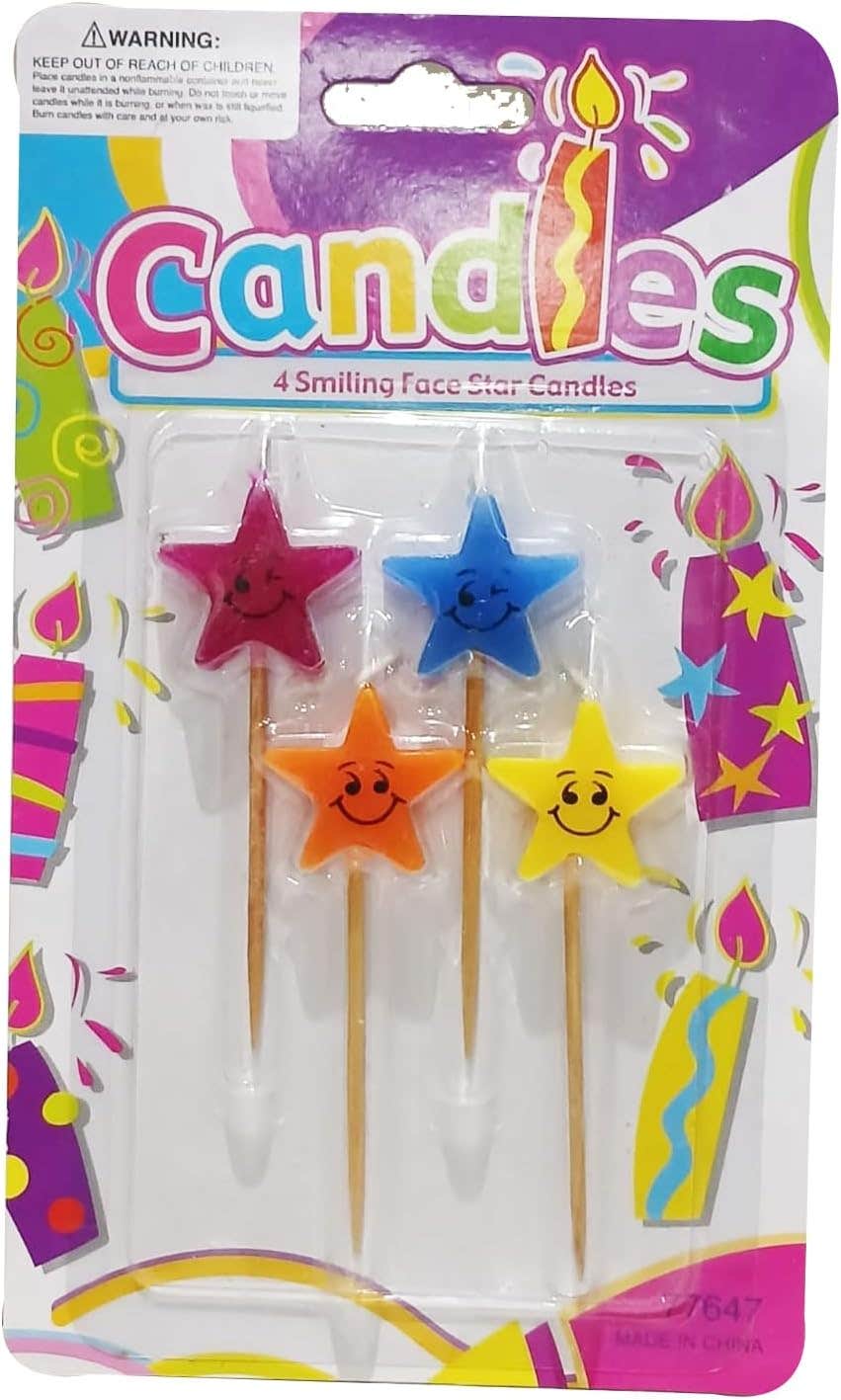 Decorative Birthday Candles, 4 Pieces - Multicolor