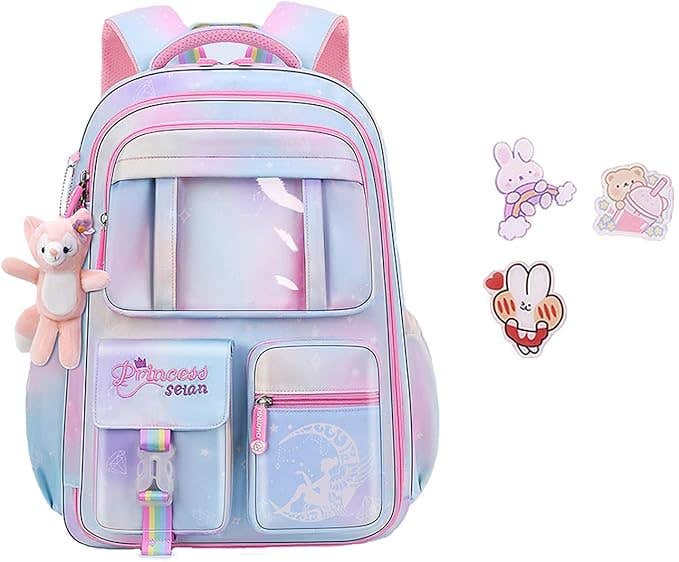 Damaiyiyi School Backpack Bags for Girls - Blue and pink