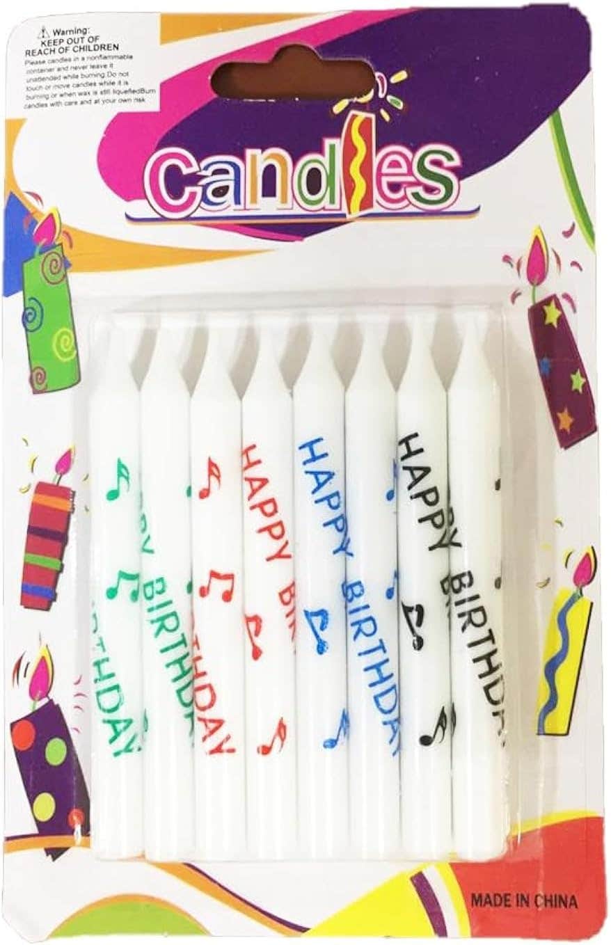 Musical Birthday Candles, 8 Pieces - Multicolor
