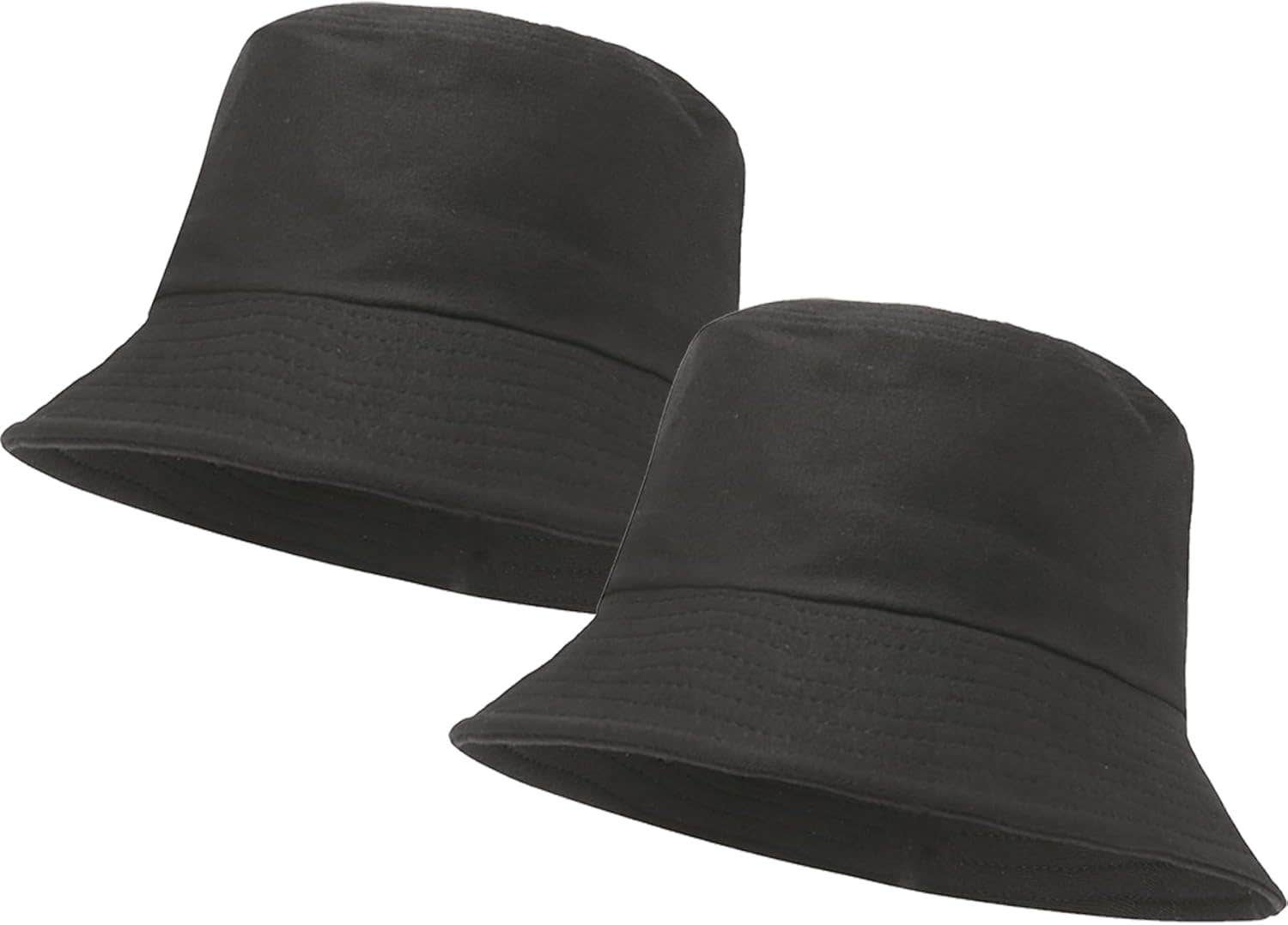 Lpmoera Elegant Fabric Bucket Hat, One Size, 2 Pieces - Black