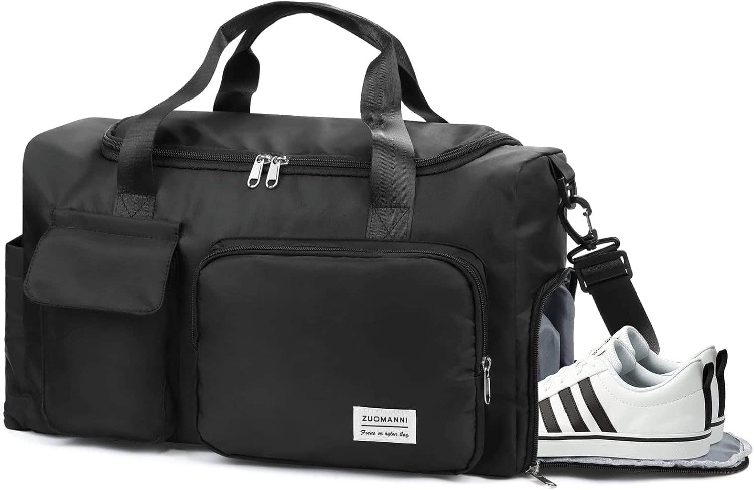 Feelhap Waterproof Duffel Bag with Shoe and Wet Compartments, XL - Black