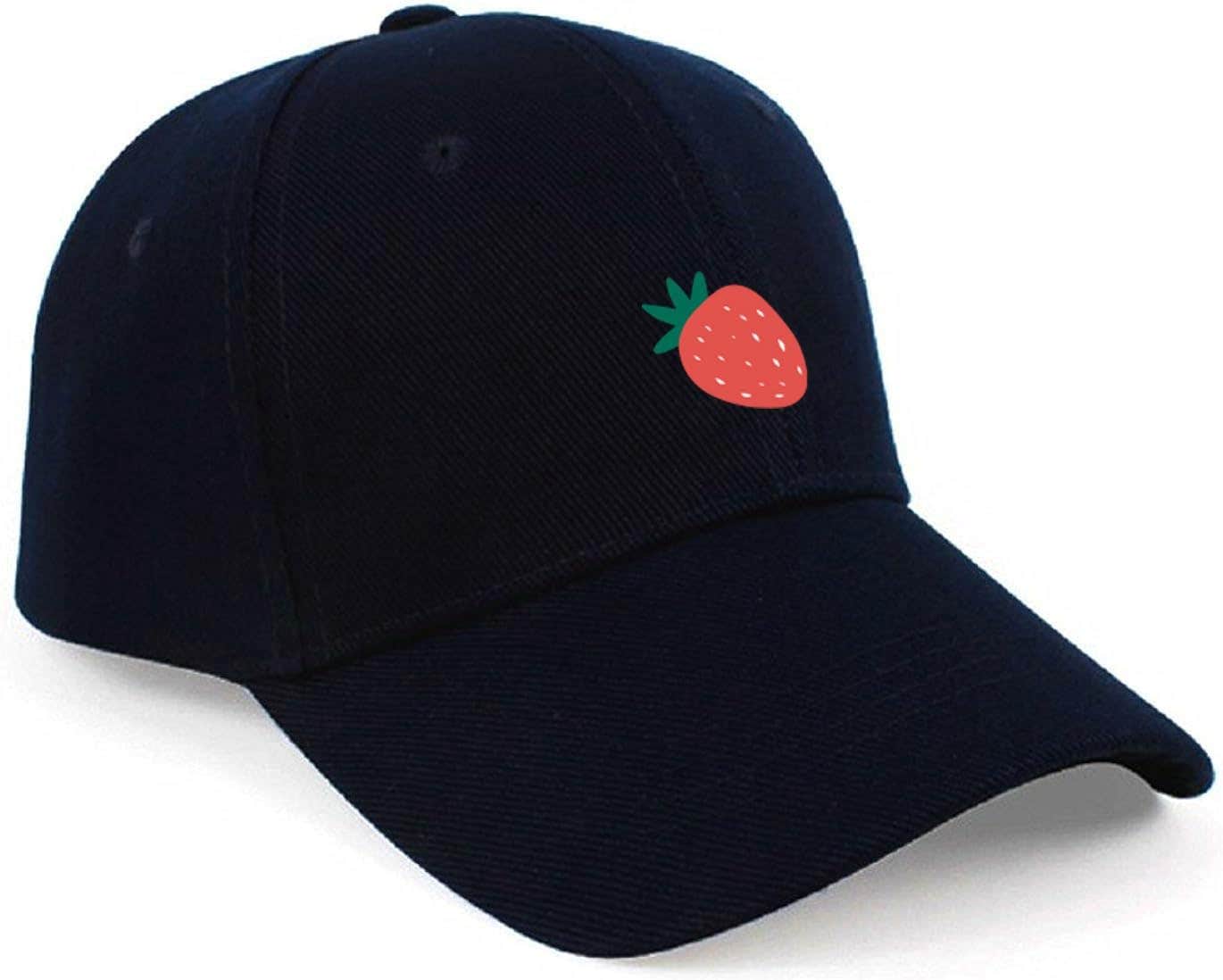 Strawberry Design Polyester Cap, One Size - Black