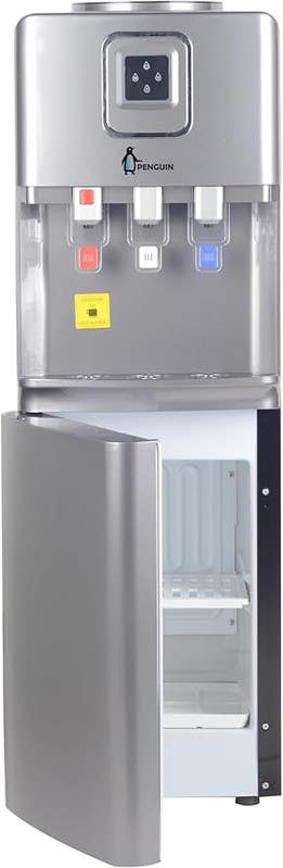 Penguin Water Dispenser, Cold/Hot/Temperature, with Refrigerator, PD001 - Silver