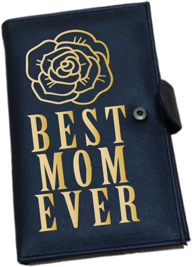 Leather Wallet For Girls, One Sided Printing, Best Mom Ever, 11x17 cm - Black