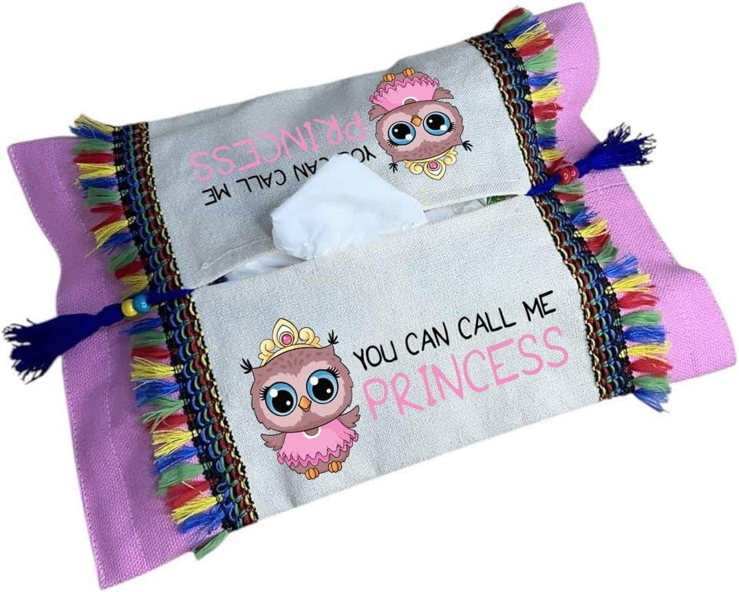 Cotton Tissue Holder, You can call me PRINCESS, 22x34 cm - Off White Purple