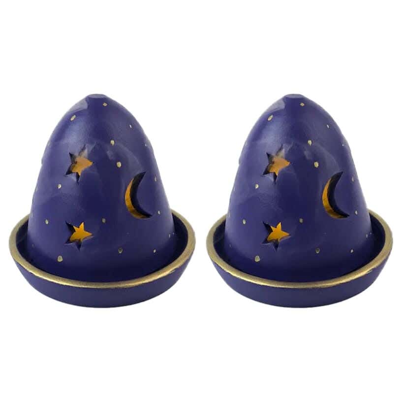 Pottery Handmade Candle Burner Set, 2 Pieces, 11×11 cm - Mauve