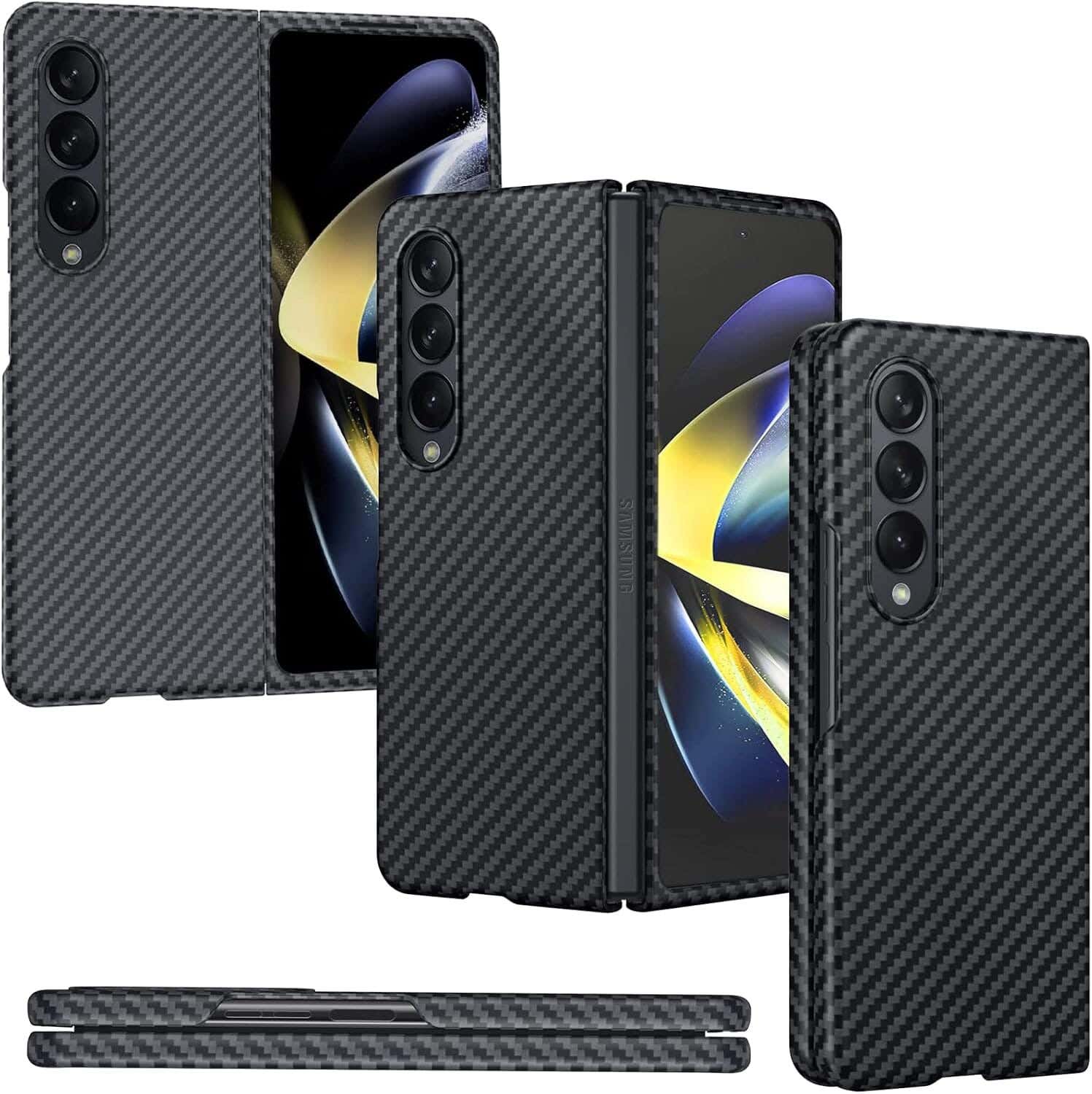 Slim Carbon Fiber Phone Case Compatible Samsung Galaxy Z Fold 4 Case - Black