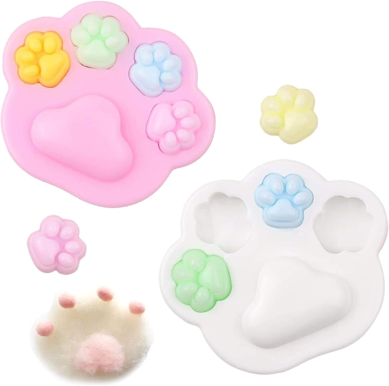 Laralily Silicone Cat Paw Squishies, 3 Pieces - Multicolor