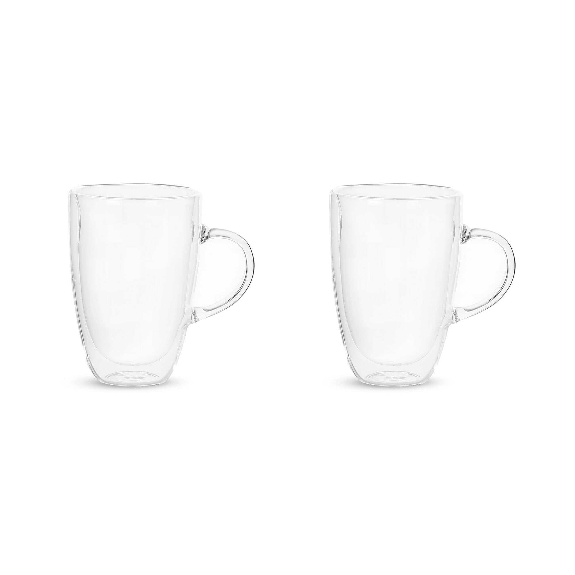 Double Heat-Resistant Glass Mug Set, 2 Pieces, 360Ml - Clear