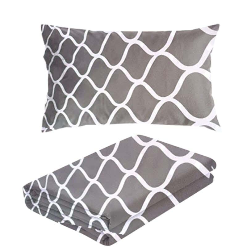 Microfiber Snooze Elastic Bed Sheet, 120×200+30 cm, Two Pieces - Gray Waves Design