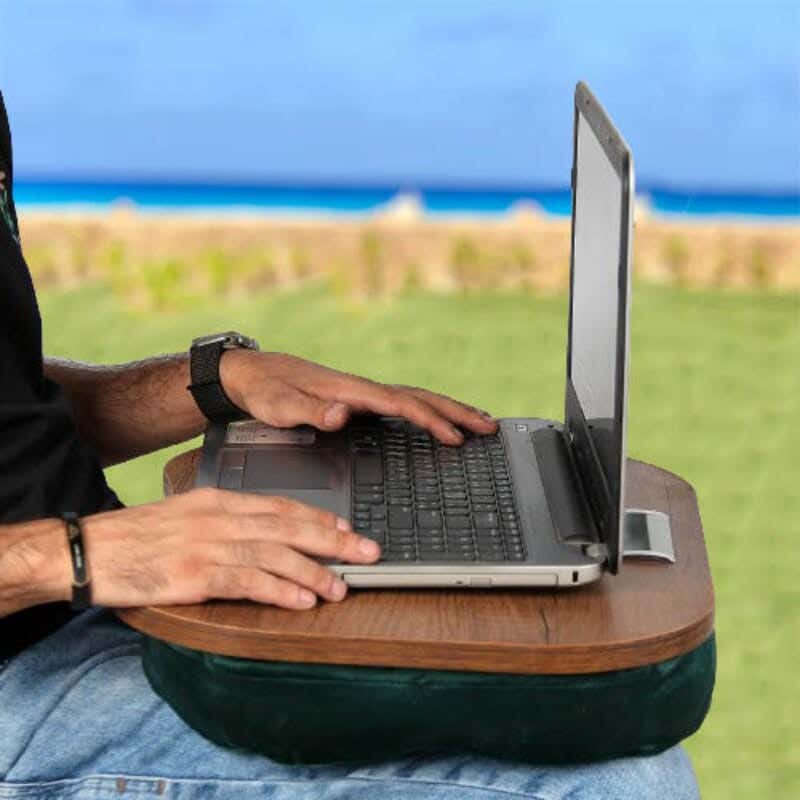 Velvet Snooze Portable Padded Laptop Desk, 45×35×9 cm, One Piece - Green