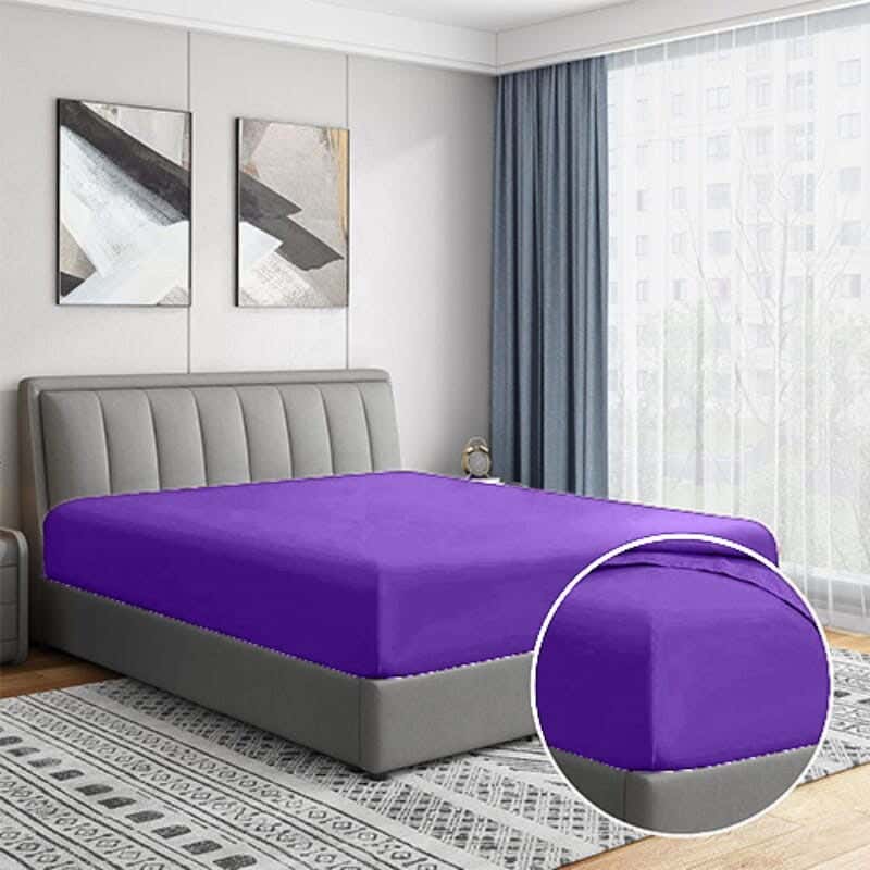 Eilastic Microfiber Snooze Bed Sheet Set, 3 Pieces, 180×200 cm - Dark Lavender