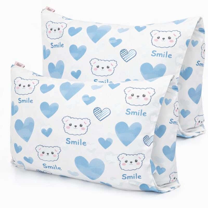 Snuz Pillowcase Set, 70x50 cm, Cotton - White/Blue
