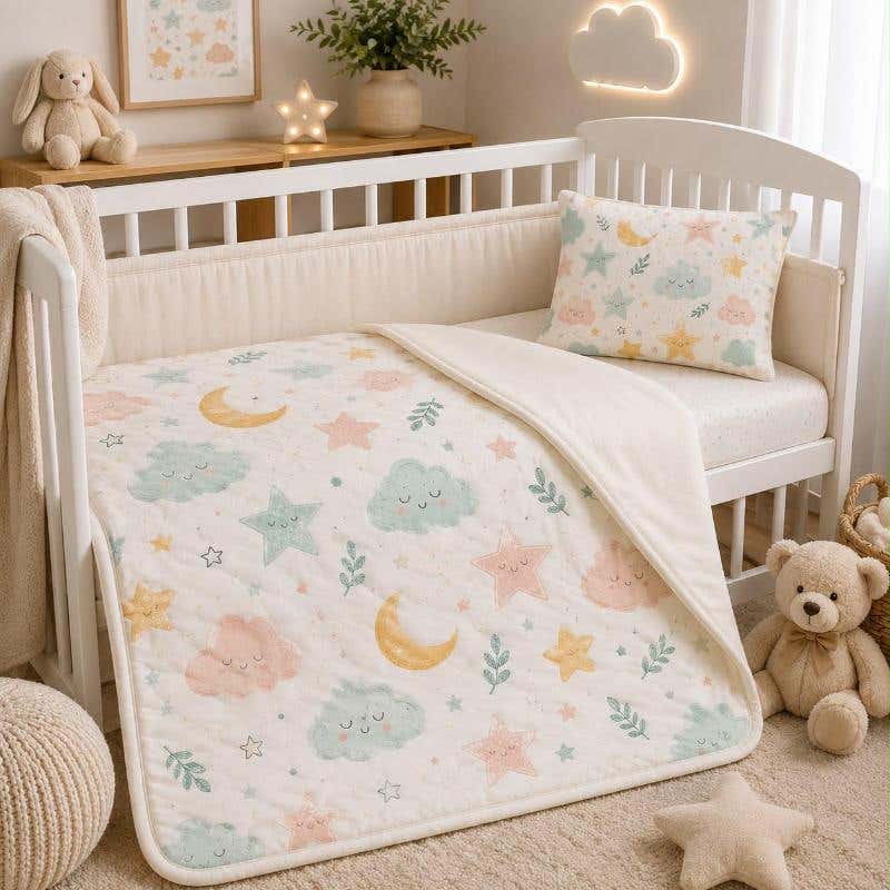 Baby Quilt Set, Hummer Velvet, Snooze, 90×110 cm, 2 Pieces - Sweet Dreamy Design