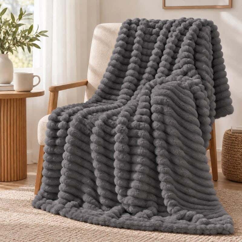 Snooz Ribbed Design Heater, 220x235 cm, Fur - Gray