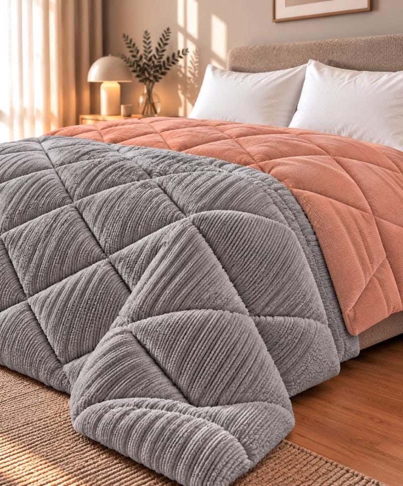 Snuz double-sided winter quilt, 220x235 cm, faux fur - grey