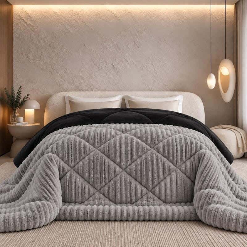 Snuz double-sided winter quilt, 220x235 cm, faux fur - grey