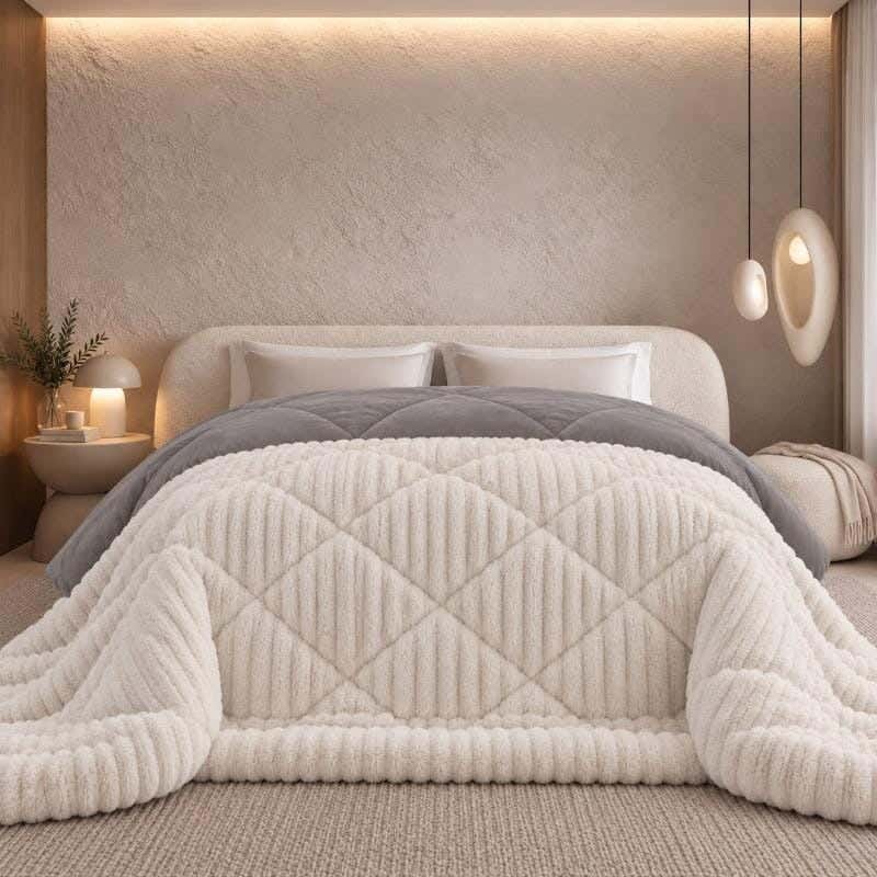 Snuz double-sided winter quilt, 220x235cm, faux fur - off-white