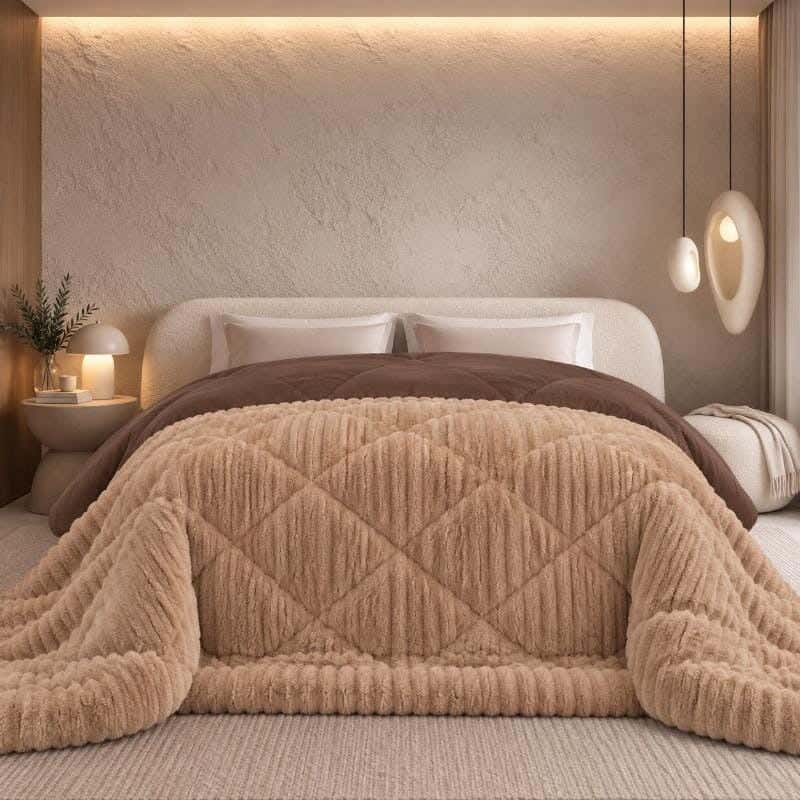 Snuz double-sided winter quilt, 220x235 cm, faux fur - beige