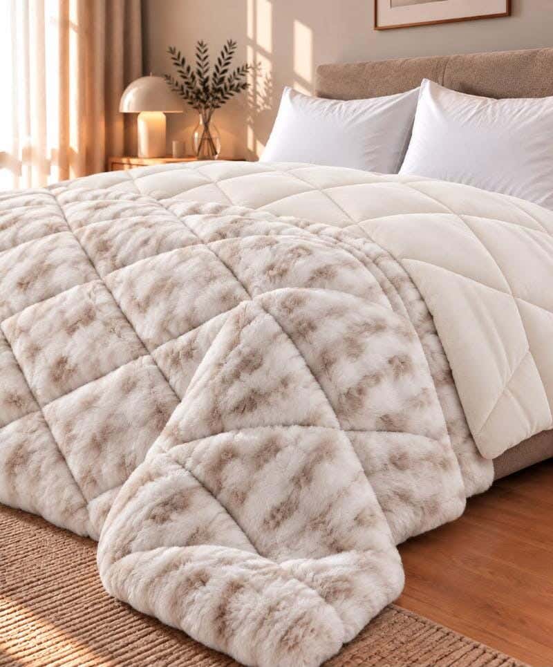 Snuz double-sided winter quilt, 220x235 cm, faux fur - beige