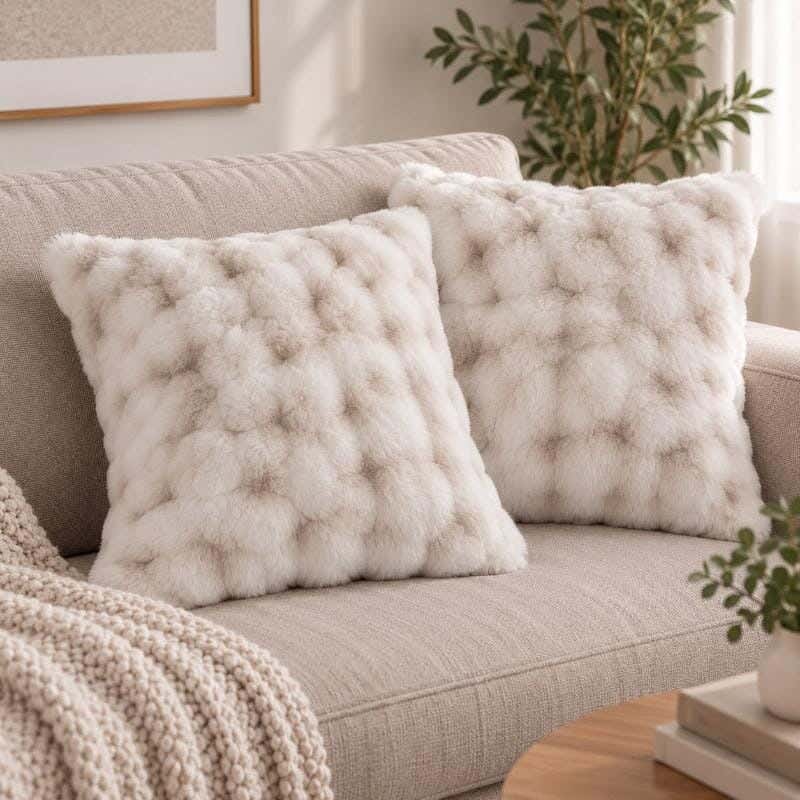 Cushion cover snooze, 40 x 40 cm, fur - beige