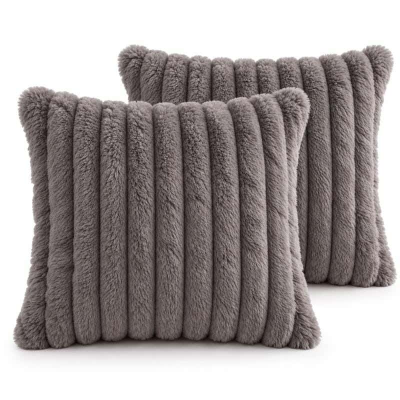 Cushion cover snooze, 40 x 40 cm, fur - grey