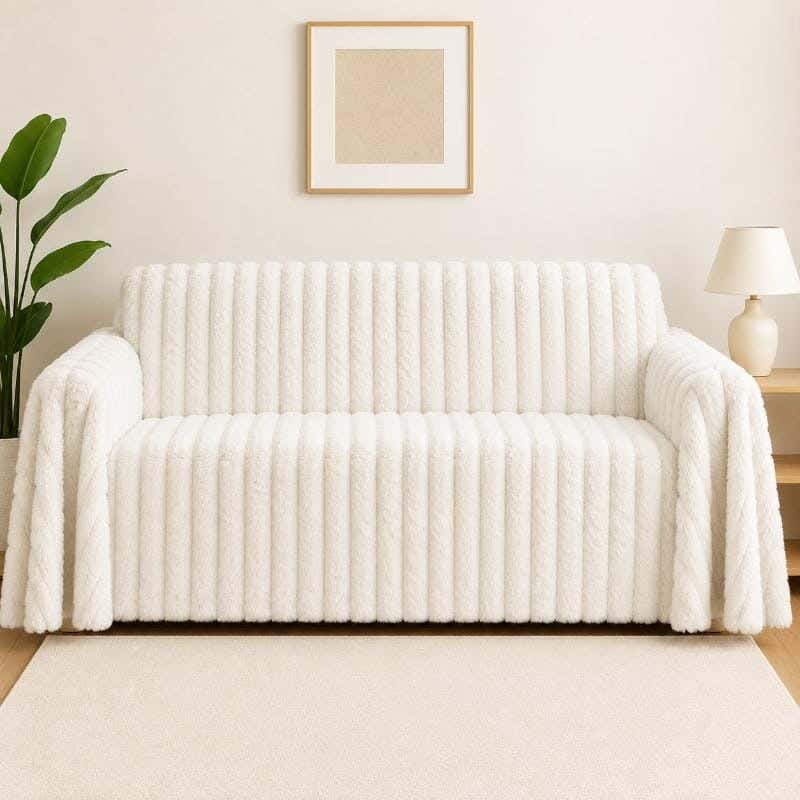 Snooz sofa cover, 180x260 cm, faux fur - off-white