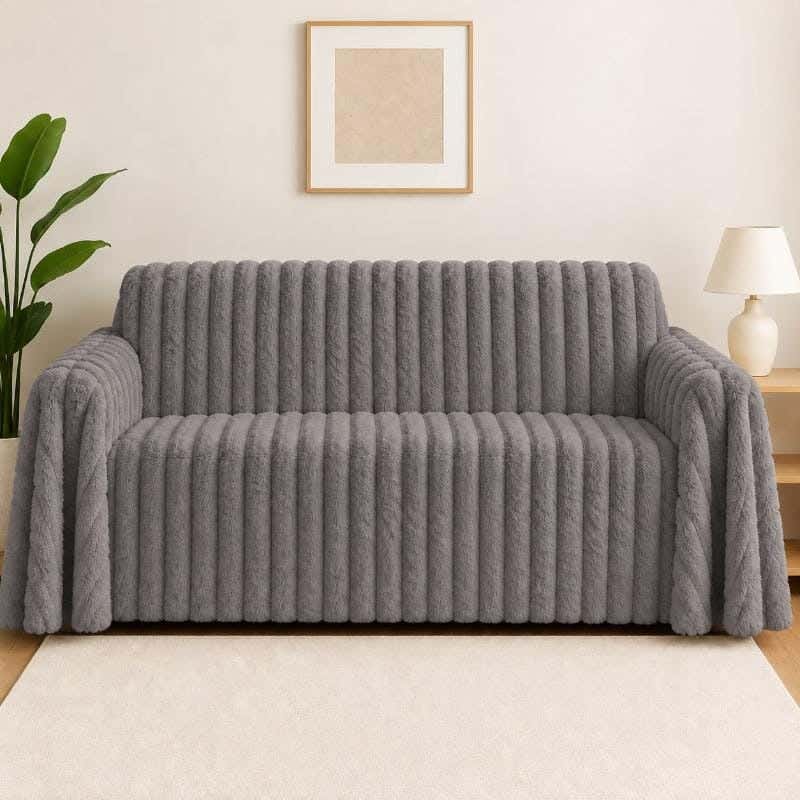 Snooz sofa cover, 180x260 cm, faux fur - grey