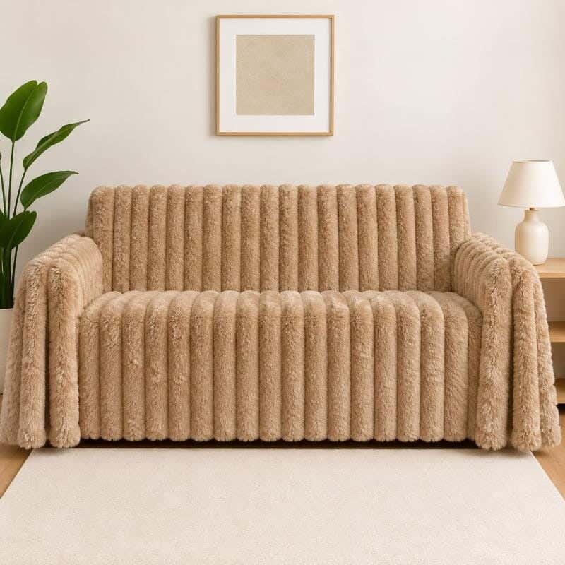Snooz sofa cover, 180x260 cm, faux fur - beige