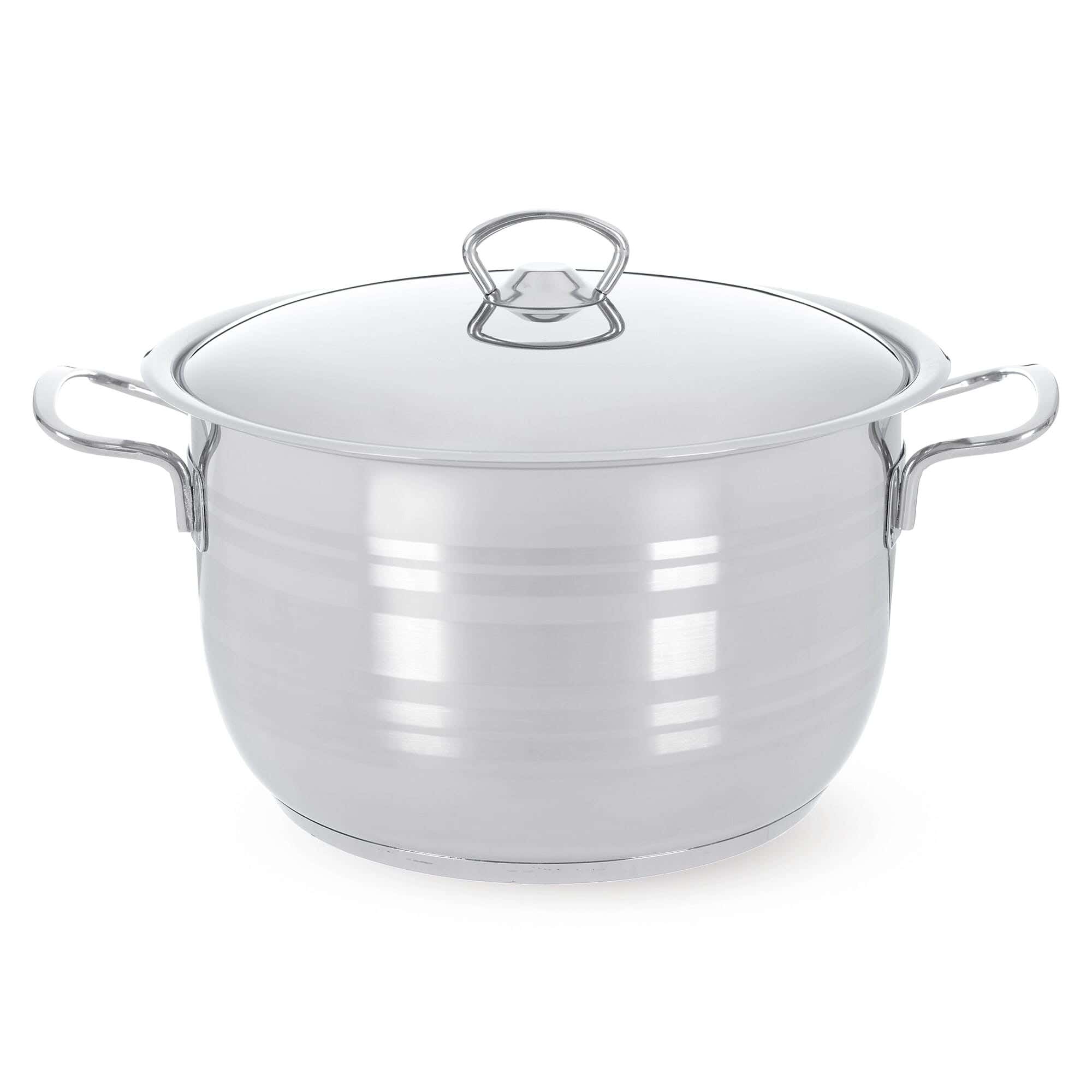 26Cm Stainless Steel Cooking Pot With Lid - Silver