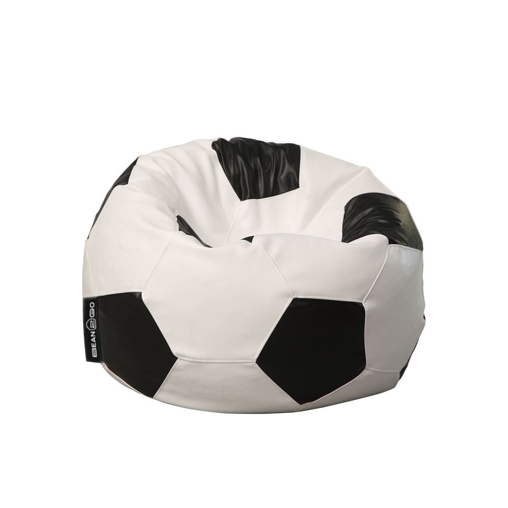 Bean2go Ball Shape Leather Bean Bag, 90×90 cm - Black White
