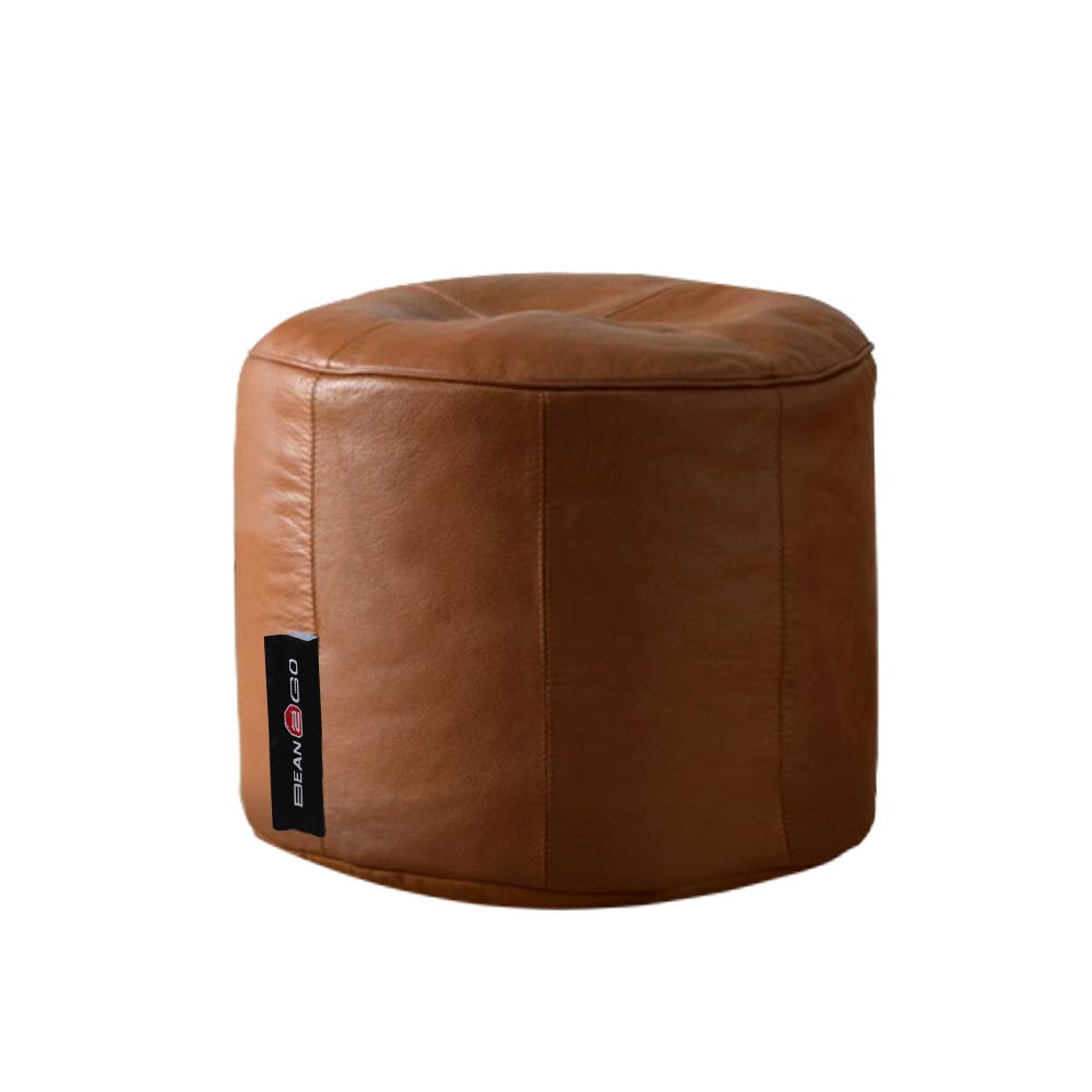 Bean2go Leather Bean Bag Puff, 30×30 cm - Beige