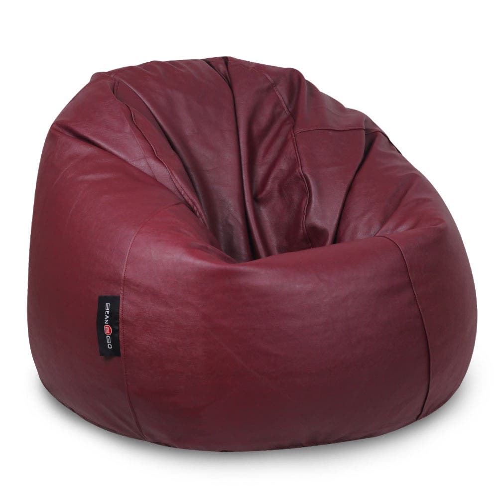 Bean2go Grand Leather Bean Bag, 90×70 cm - Burgundy