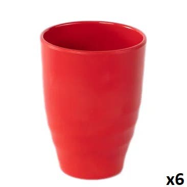 Bright Designs Cups Set, Melamine, 10 x 7 cm, 6 Pieces - Red