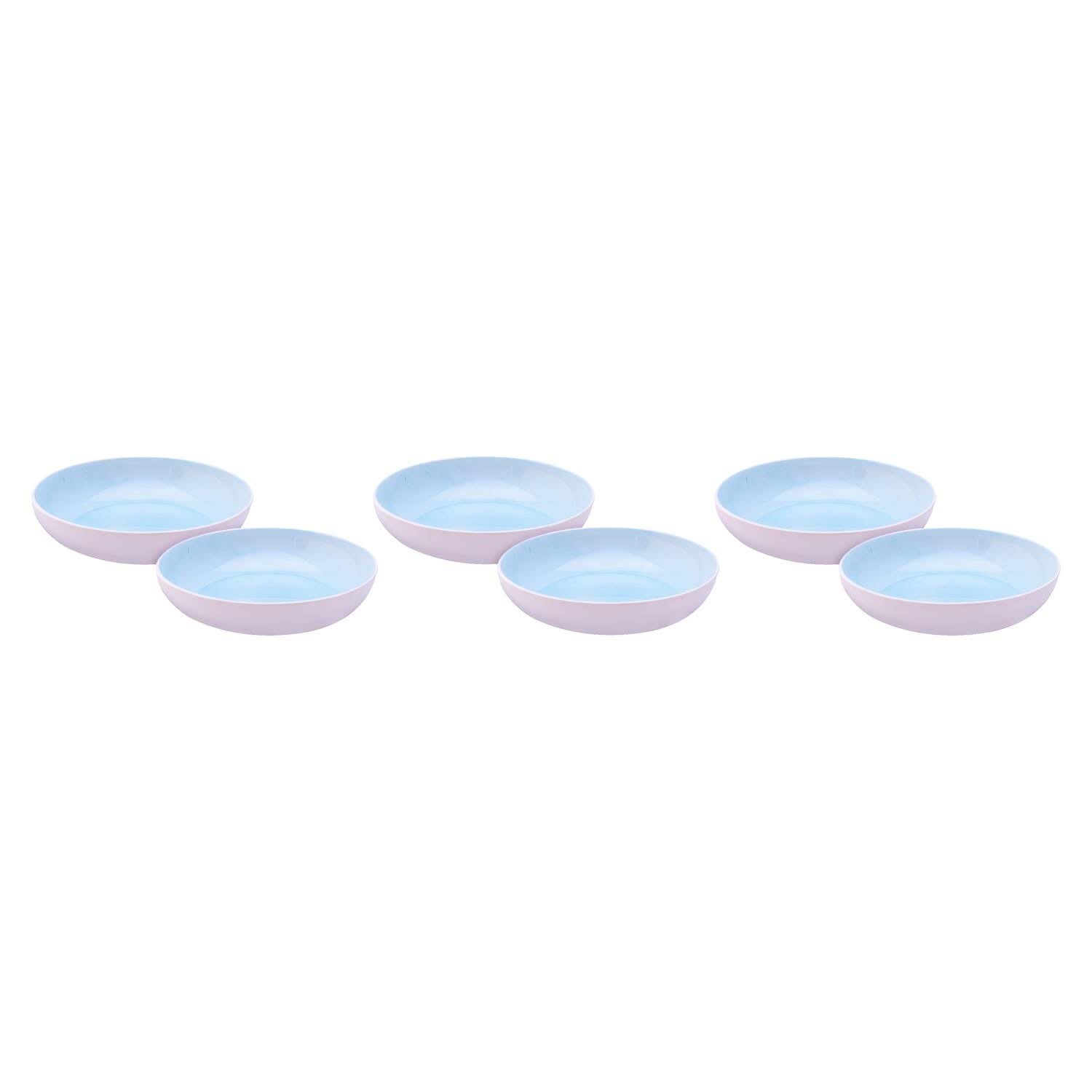 Bright Designs Deep Dish Set, Melamine, 22 cm, 6 Pieces - Light Blue